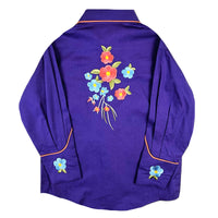 Kid's Embroidered Floral Bouquet Western Shirt in Purple