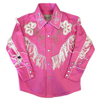 Kid's Embroidered Vintage Fringe Pink Western Shirt