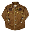 Kid's Embroidered Bison Western Shirt in Cocoa Brown