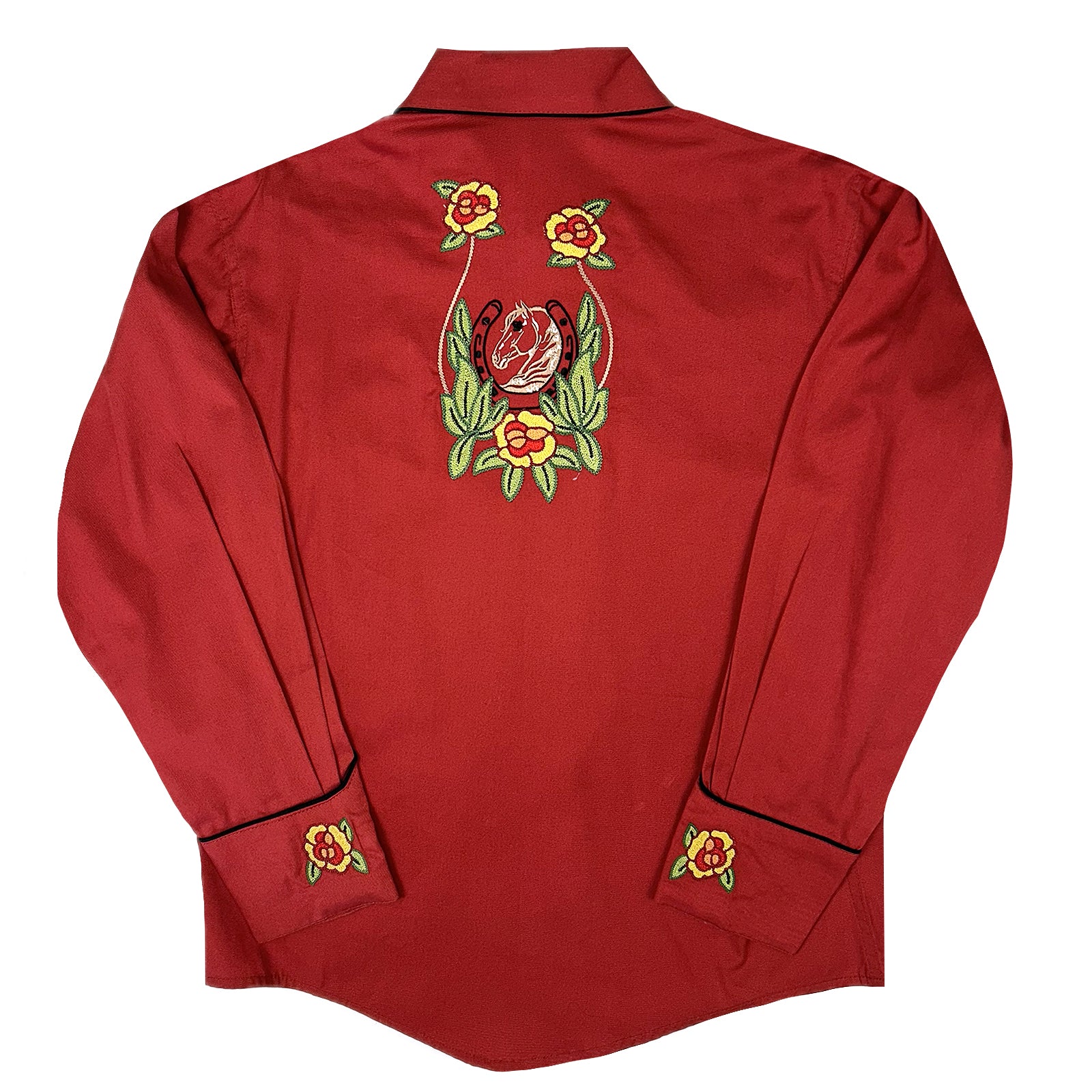 Kid's Vintage Coral Horse Head & Floral Embroidered Western