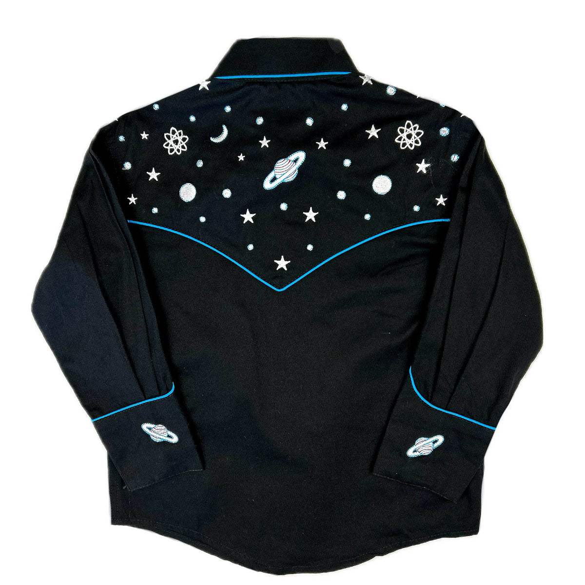 Kid's Embroidered Out of This World Black Western Shirt
