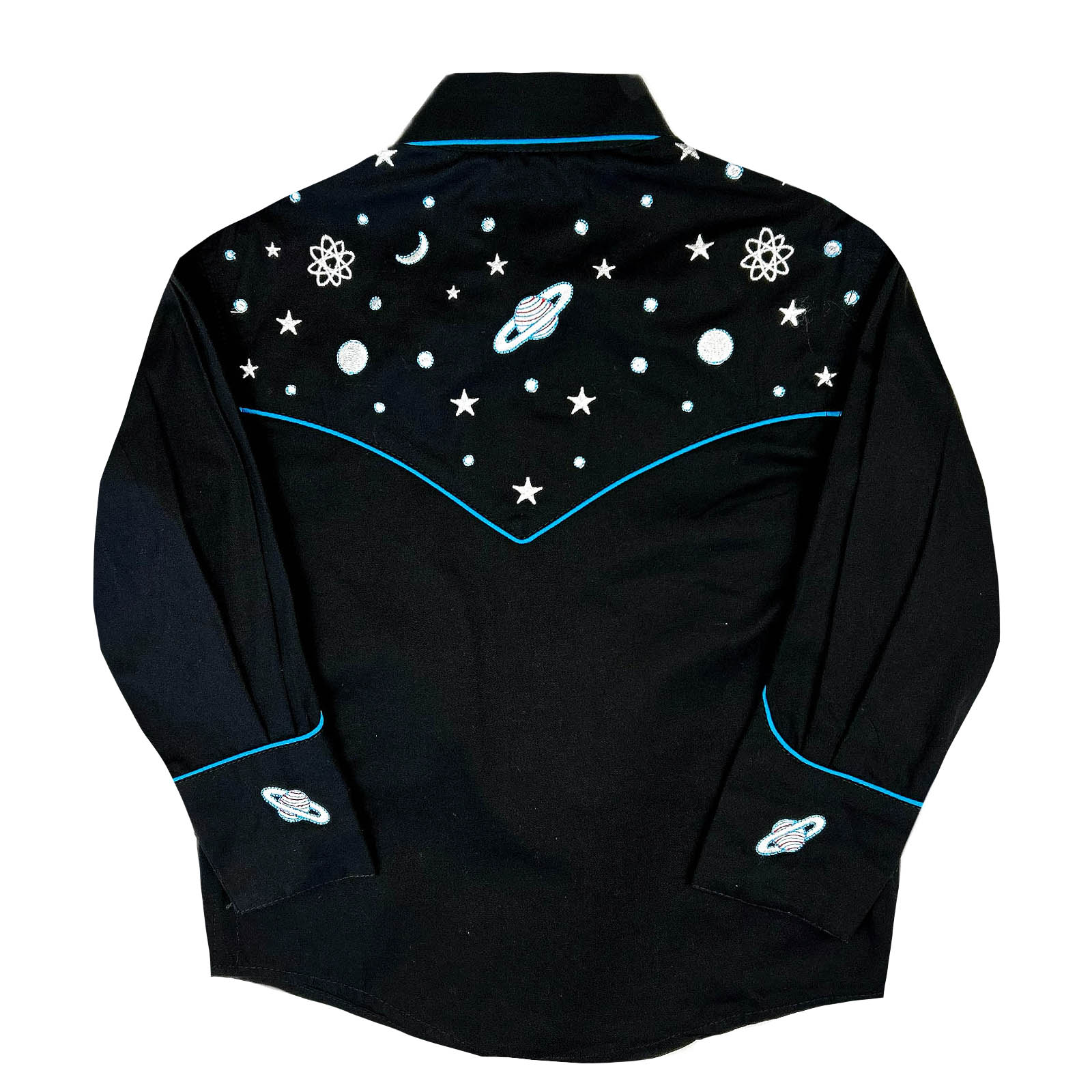 Kid's Embroidered Out of This World Black Western Shirt