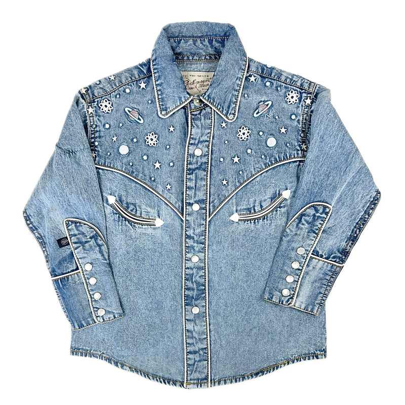 Kid's Denim Out of This World Embroidered Western Shirt