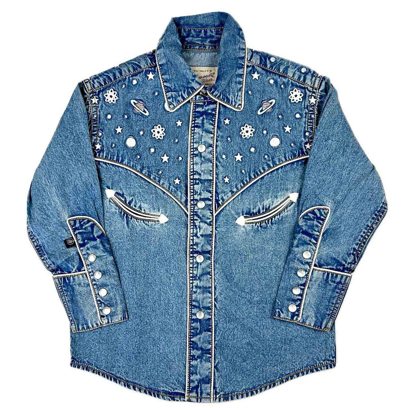 Kid's Denim Out of This World Embroidered Western Shirt