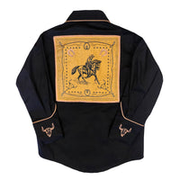 Kid's Black Embroidery & Applique Western Shirt