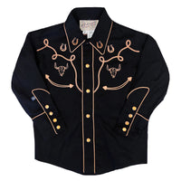 Kid's Black Embroidery & Applique Western Shirt