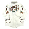 Kid's Cactus & Cowboy Boots Embroidered Western Shirt in Ivory
