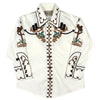Kid's Cactus & Cowboy Boots Embroidered Western Shirt in Ivory