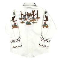 Kid's Ivory Cactus & Cowboy Boots Embroidered Western Shirt