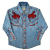 Kid's Embroidered Vintage Bronc Denim Western Shirt