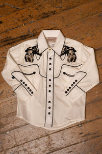 Kid's Ivory Cowgirl & Horse Embroidery Western Shirt