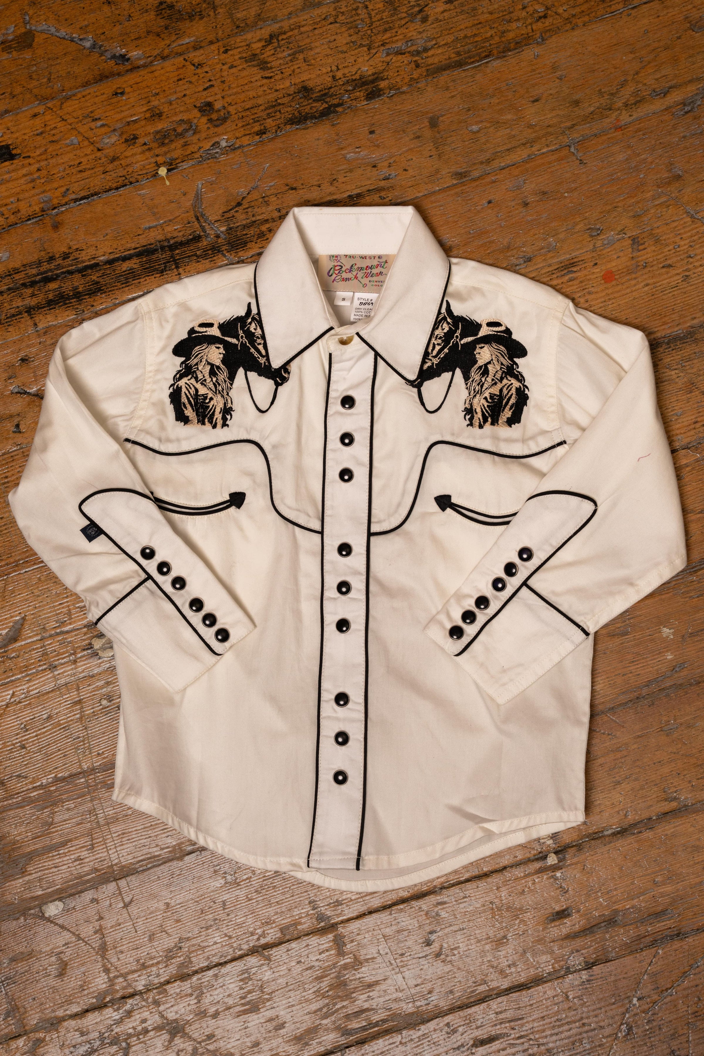 Kid's Ivory Cowgirl & Horse Embroidery Western Shirt
