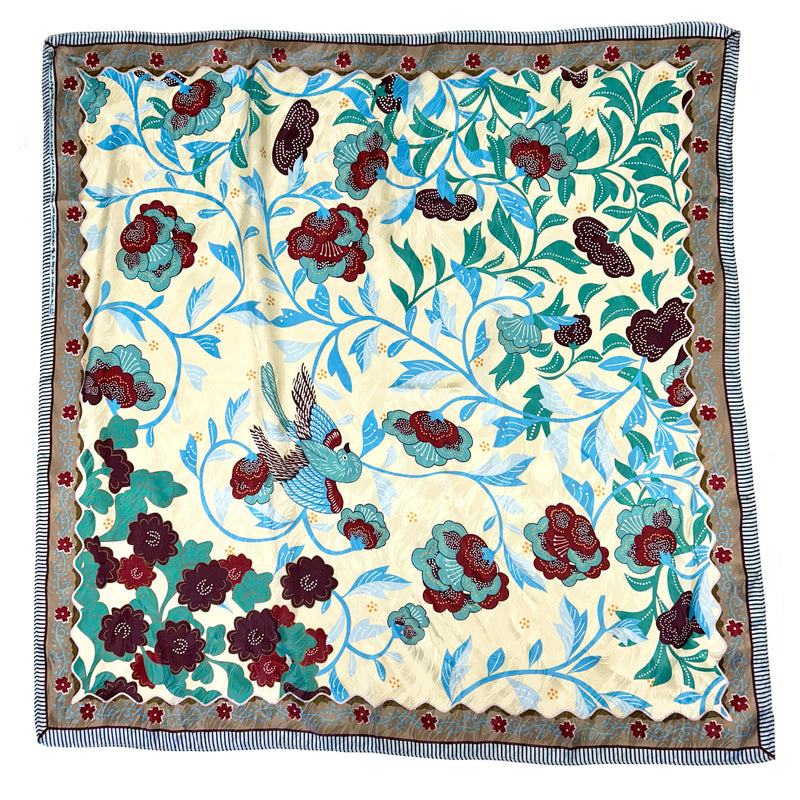 Limited-Edition Floral & Swallow Silk Scarf by Buffalo Bill