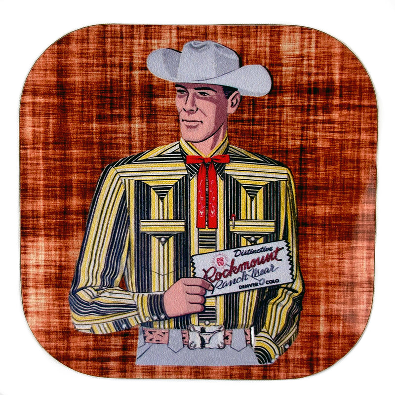 Vintage Cowboy Striped Yellow Shirt Western Coaster