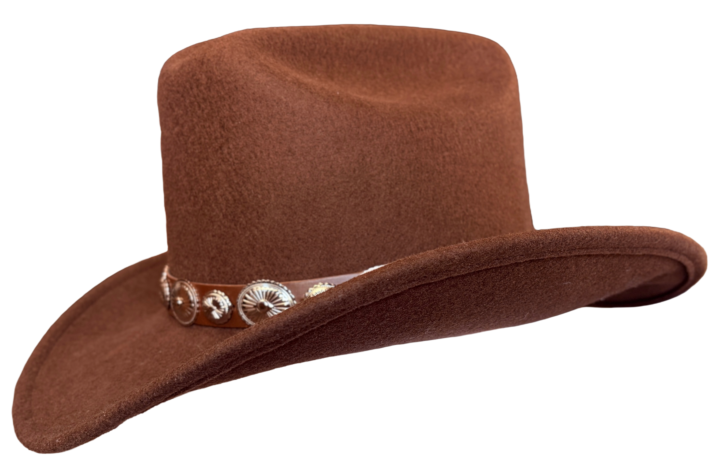 Crushable Brown Felt Concho Western Hat