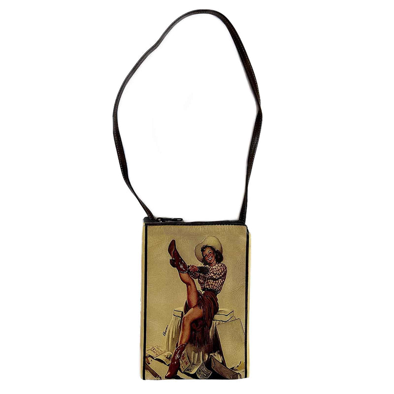 Pin-Up Cowgirl In Boots Western Leather Purse