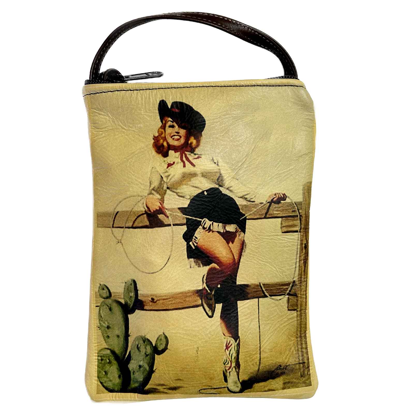 Pin-Up Cowgirl in Boots Leather Western Purse