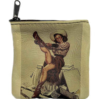 Pin-Up Cowgirl in Boots Leather Western Coin Purse