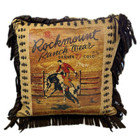 Rockmount Vintage Bronc Leather Fringe Western Pillow
