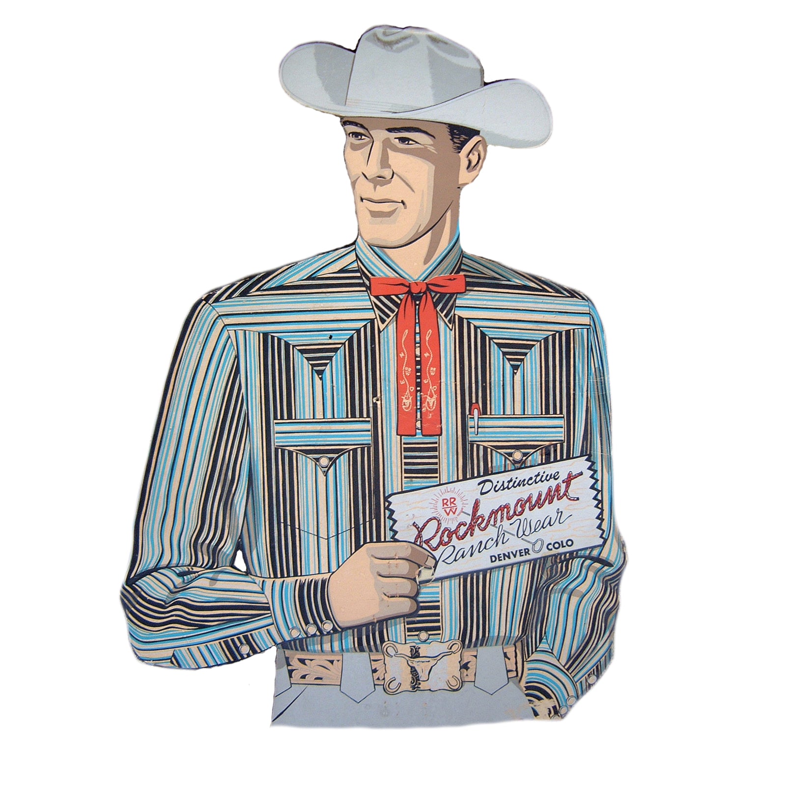 Rockmount Ranch Wear Blue/Black Stripe Vintage Western Cowboy Poster - Rockmount