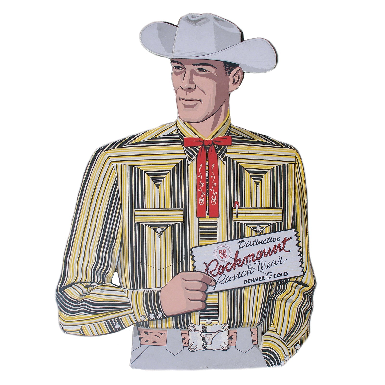 Rockmount Ranch Wear Yellow/Black Stripe Vintage Western Cowboy Poster - Rockmount