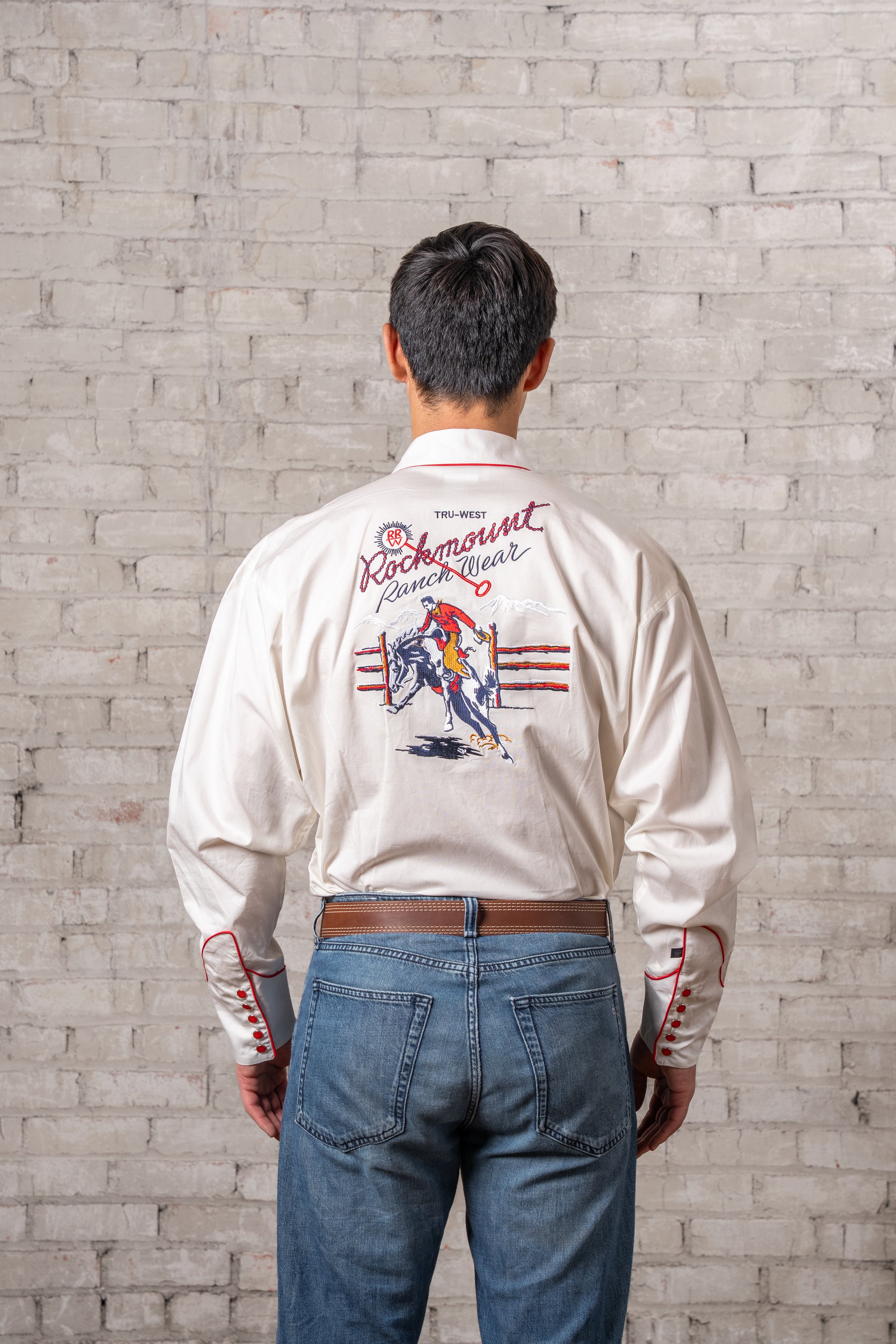 Men’s Rockmount Vintage Ivory Bronc Embroidered Western Shirt