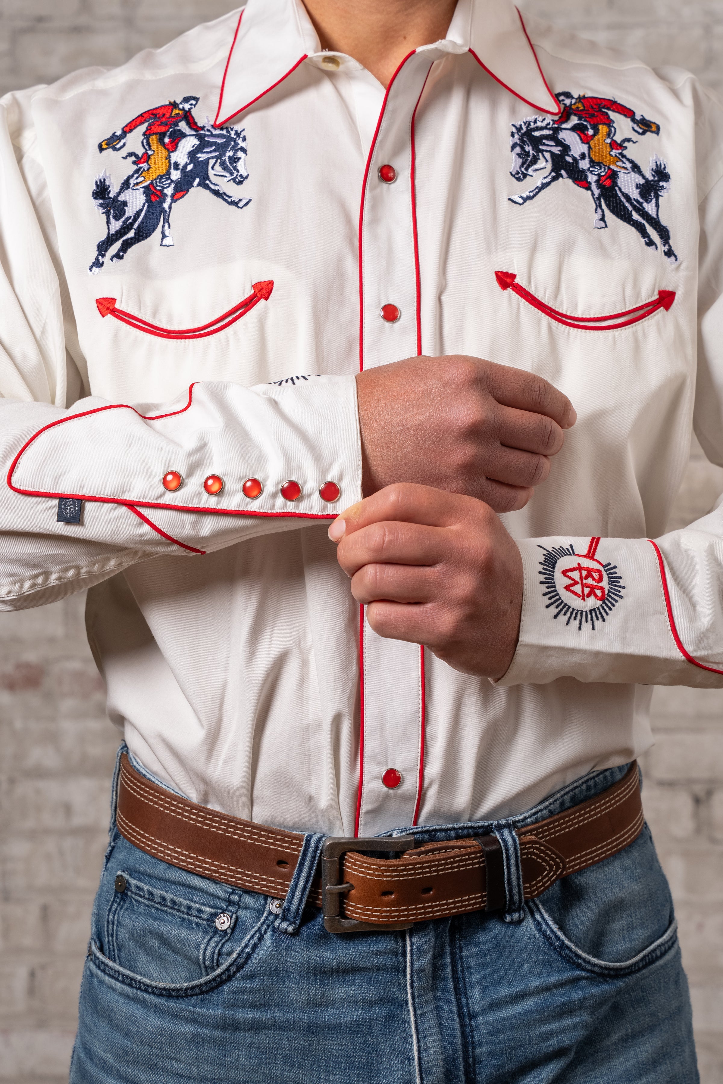 Men’s Rockmount Vintage Ivory Bronc Embroidered Western Shirt