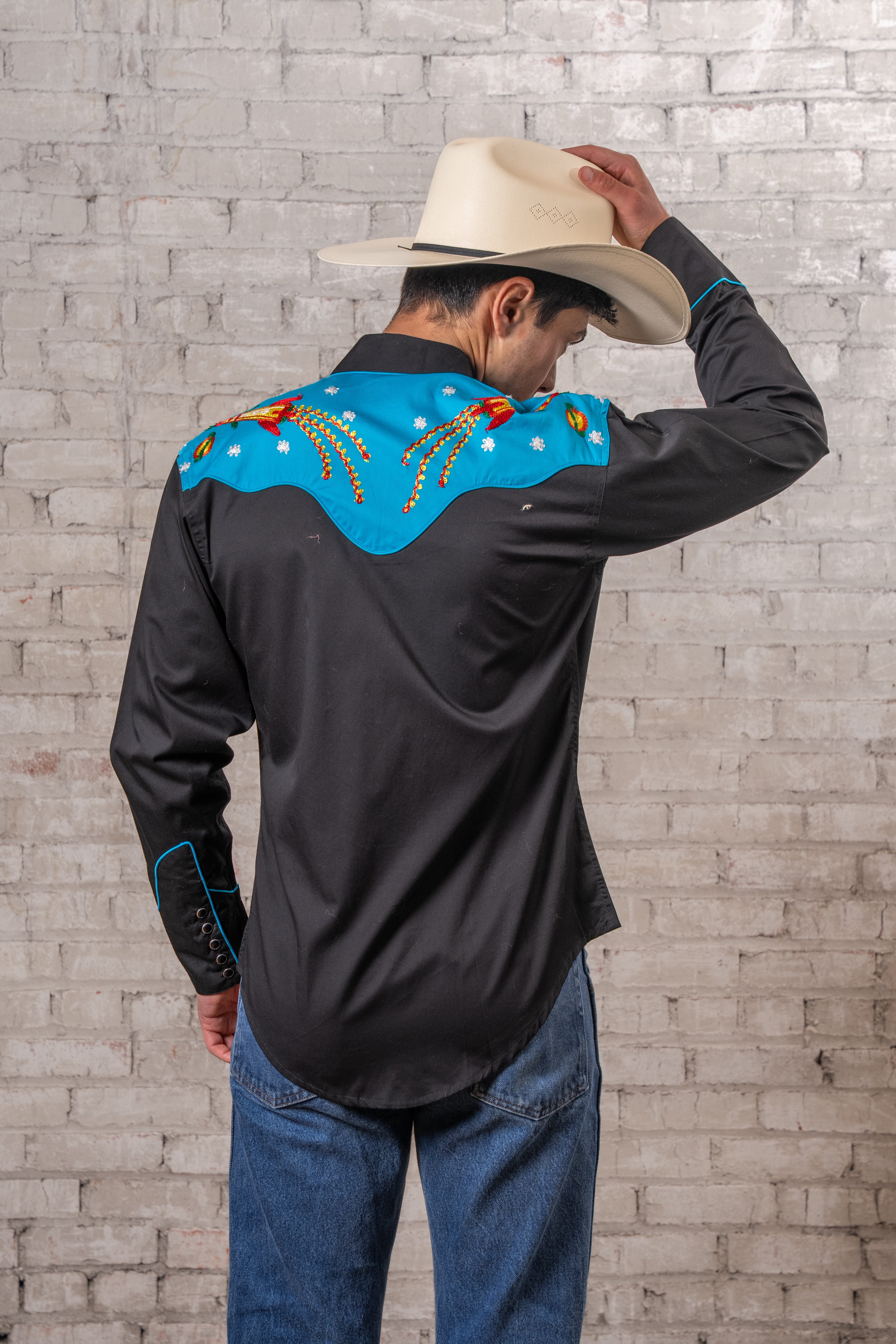 Rockmount Men's 2-Tone Space Cowboy Embroidered Western Shirt
