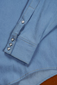 Women's Stonewashed Sky Blue Sawtooth Denim Western Shirt