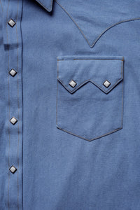 Women's Stonewashed Sky Blue Sawtooth Denim Western Shirt