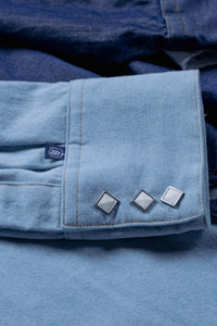 Women's Stonewashed Sky Blue Sawtooth Denim Western Shirt