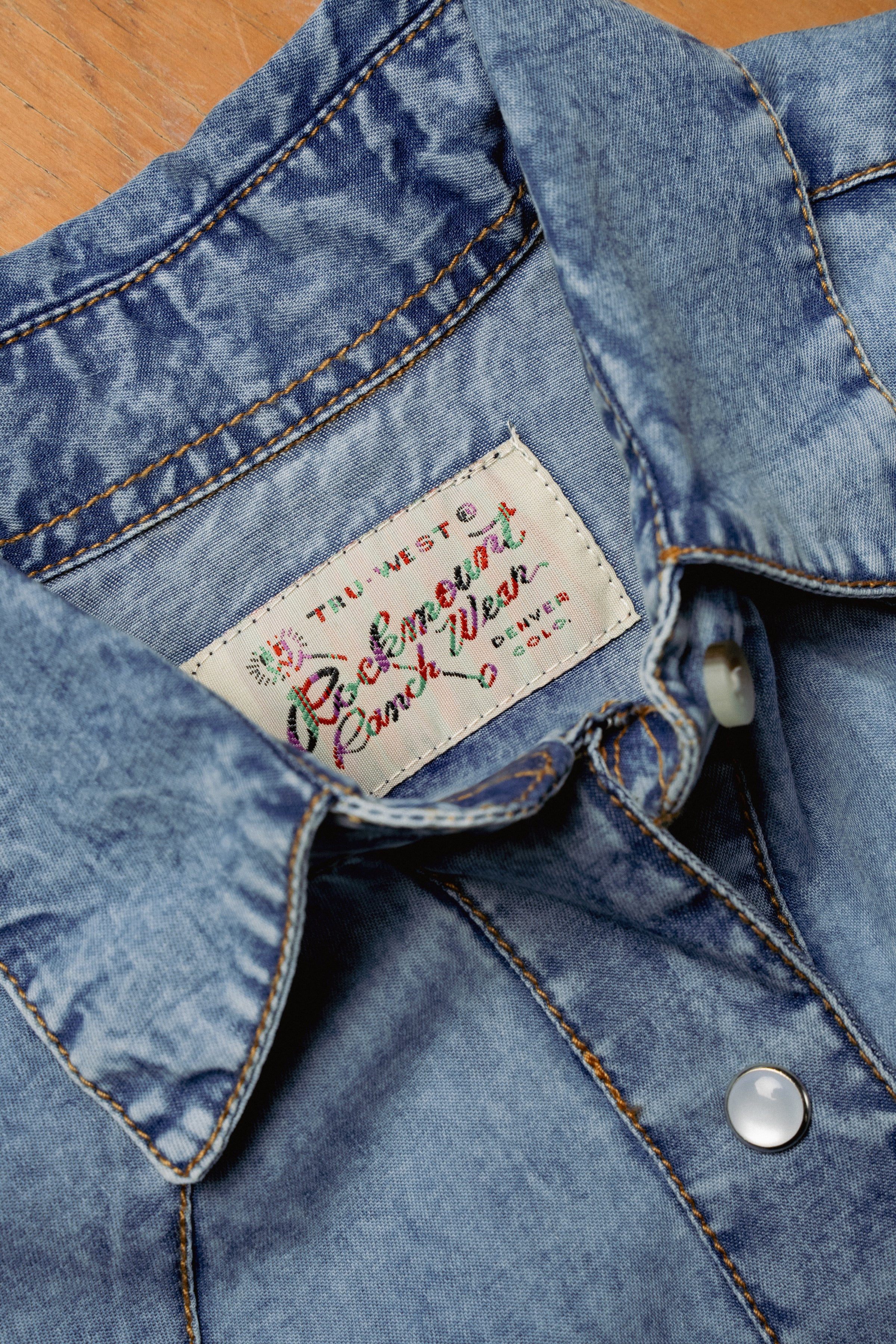 Men's Stonewashed Denim Classic Western Shirt