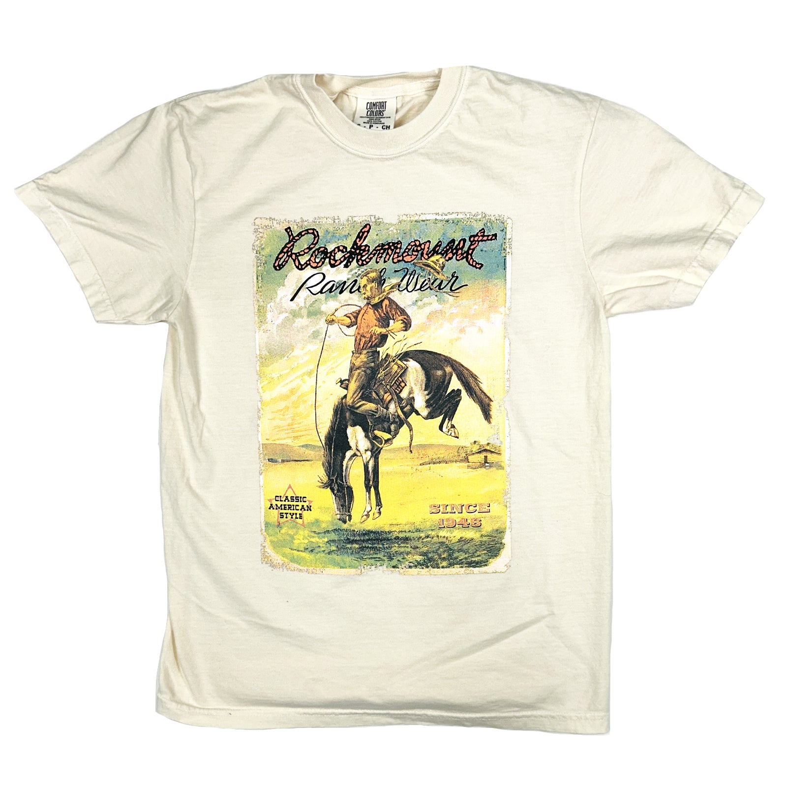 Men's Cream Vintage Bronc Western T-Shirt