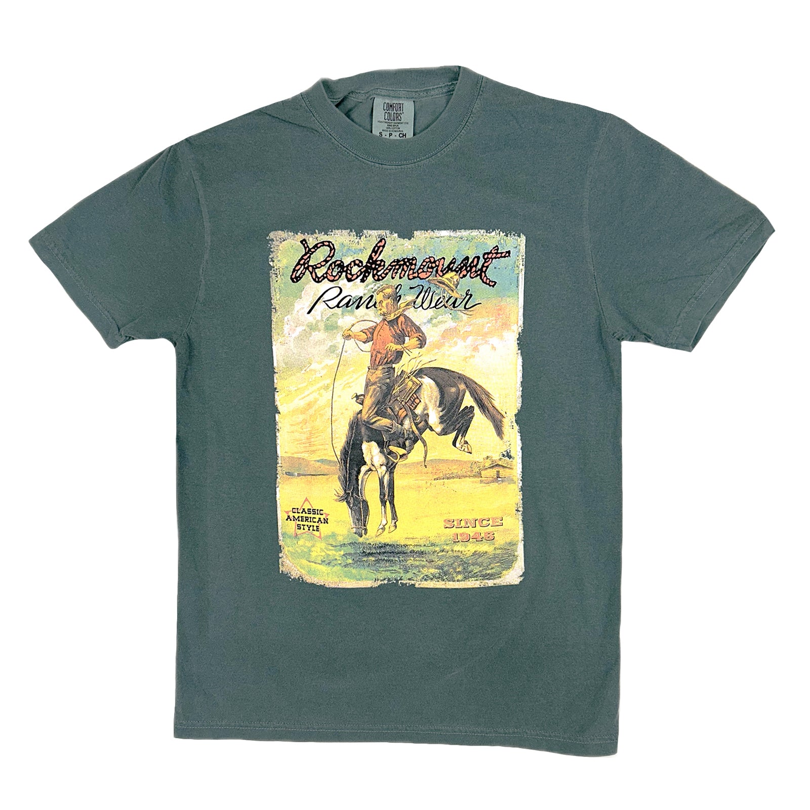 Men's Teal Vintage Bronc Western T-Shirt
