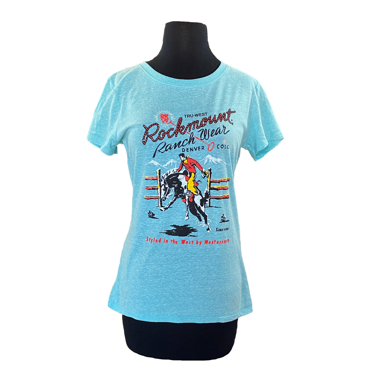 Women's Aqua Rockmount Bronc Western T-Shirt - Rockmount
