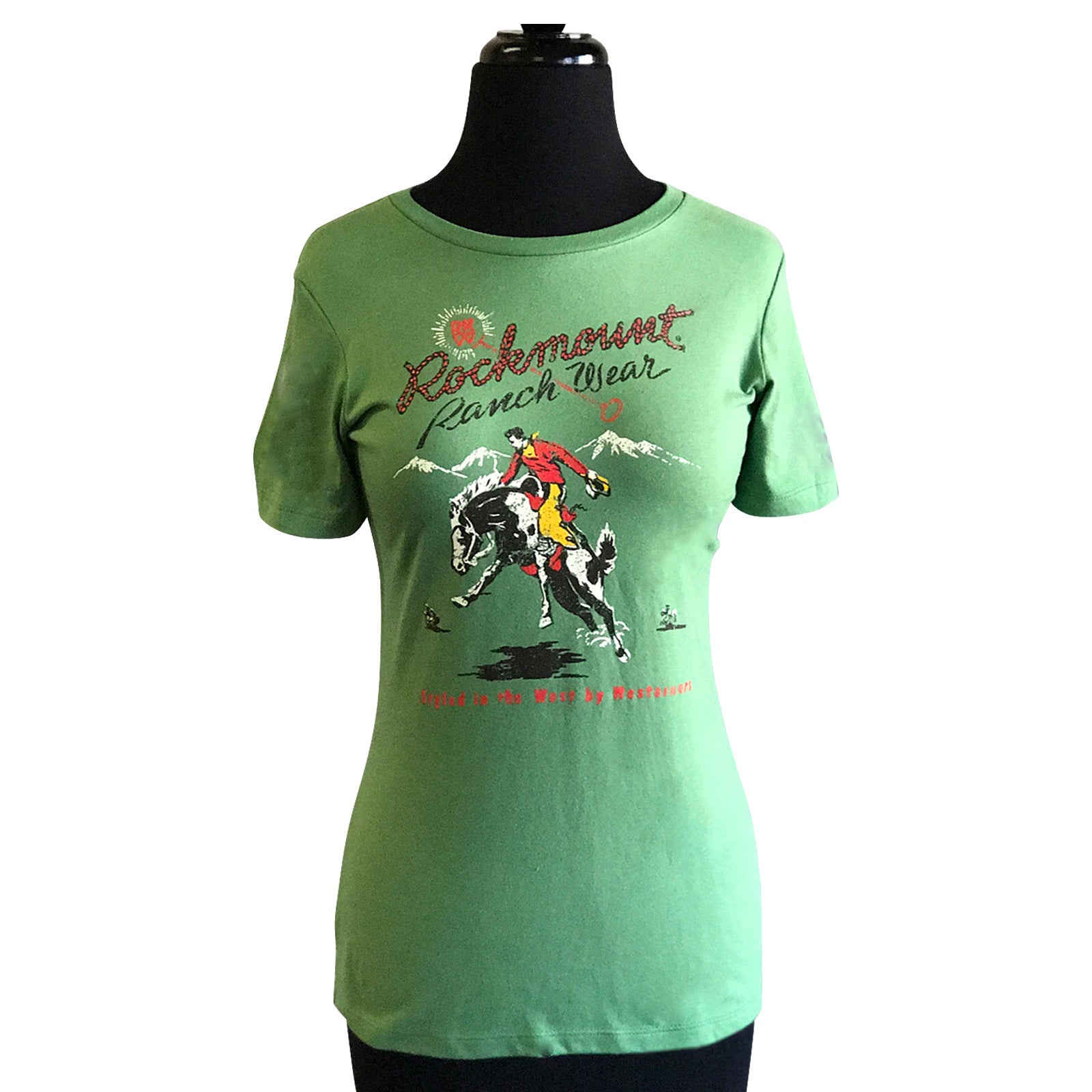 Women's Green Rockmount Bronc Western T-Shirt - Rockmount