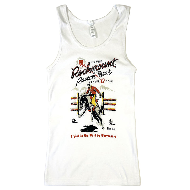 Women's Rockmount White Bronc 100% Cotton Western Tank Top