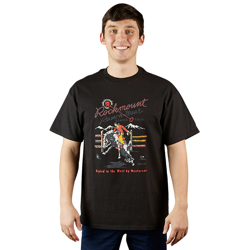 Men's Black Rockmount Bronc 100% Cotton Western T-Shirt