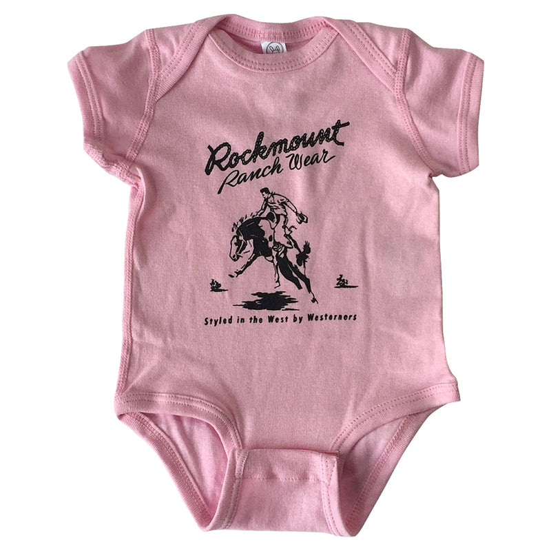 Baby Rockmount Pink Bronc 100% Cotton Western Onesie - Rockmount