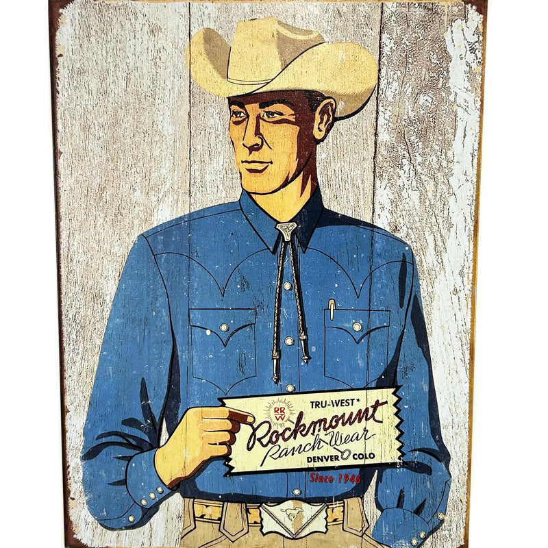 Rockmount Cowboy Tin Metal Western Sign