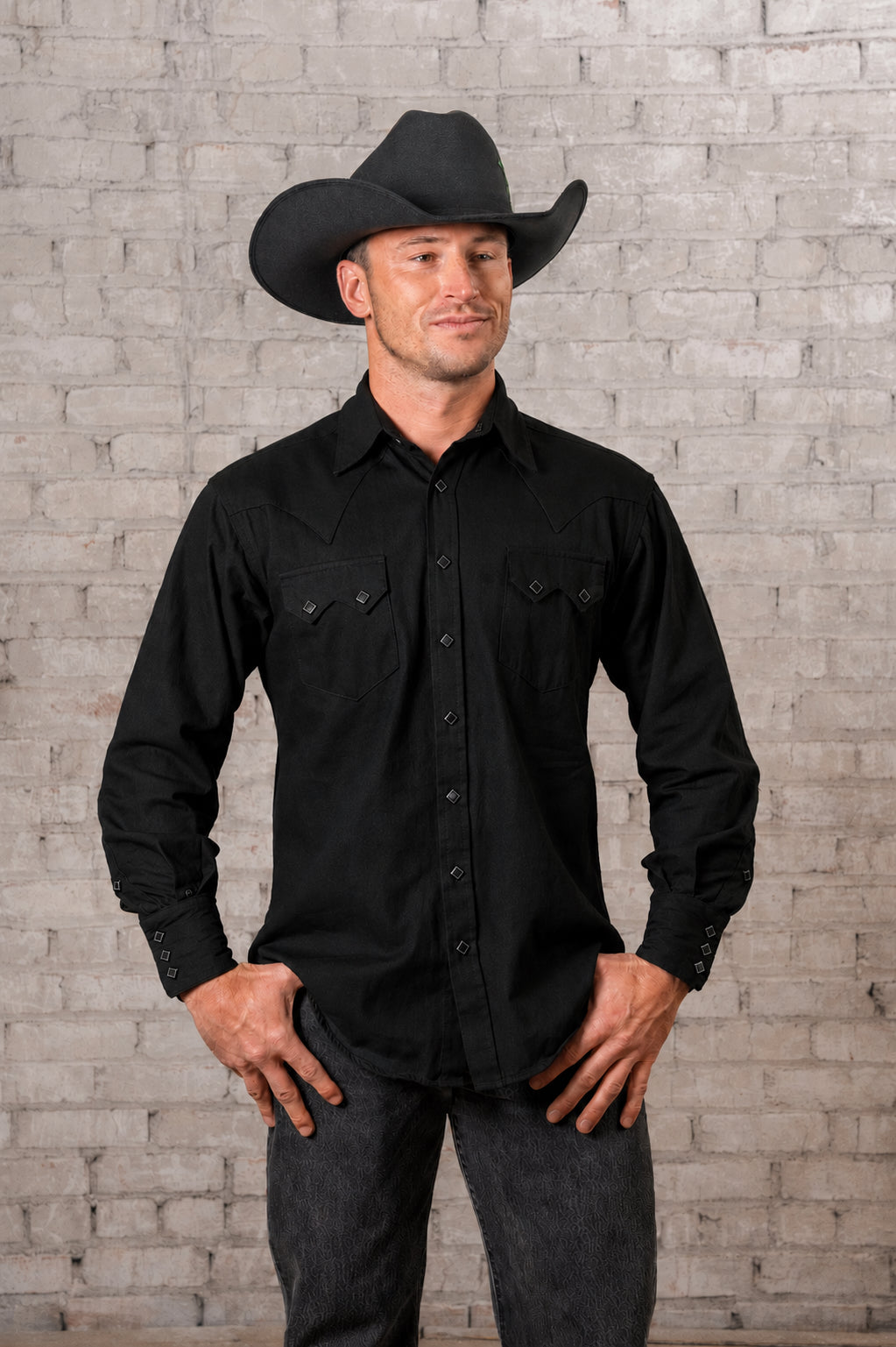 Men's Classic Pima Cotton Solid Black Western Shirt
