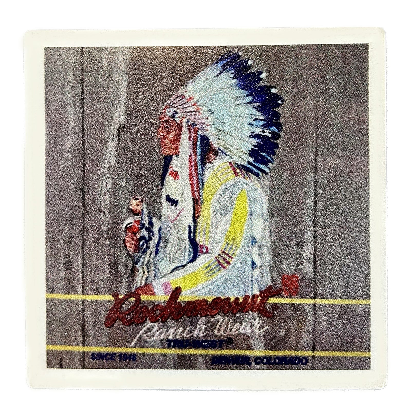 Vintage Indian Chief Western Ceramic Cork Back Coaster
