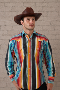 Men's Vintage Serape Stripe Western Shirt