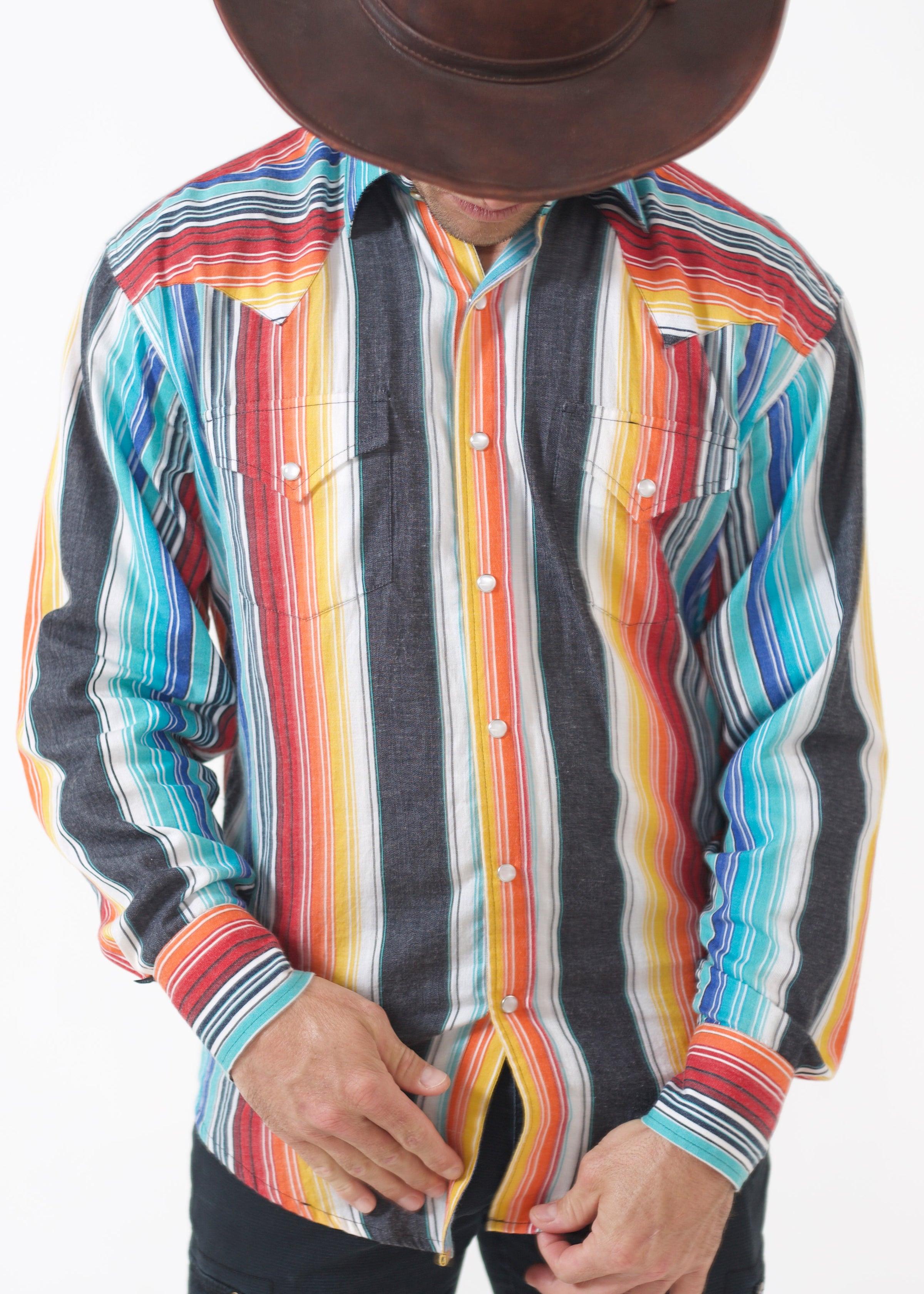 Men's Vintage Serape Stripe Western Shirt
