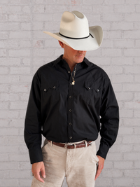 Men's Classic Pima Cotton Solid Black Western Shirt