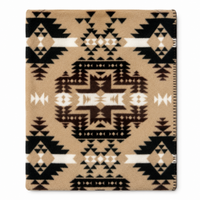 Native Pattern Fleece Western Blanket in Brown & Tan