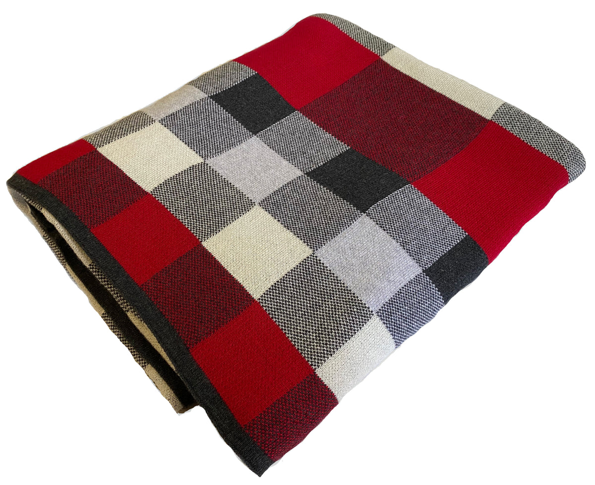 Native American Check Pattern Woven Cotton Reversible Blanket - Rockmount