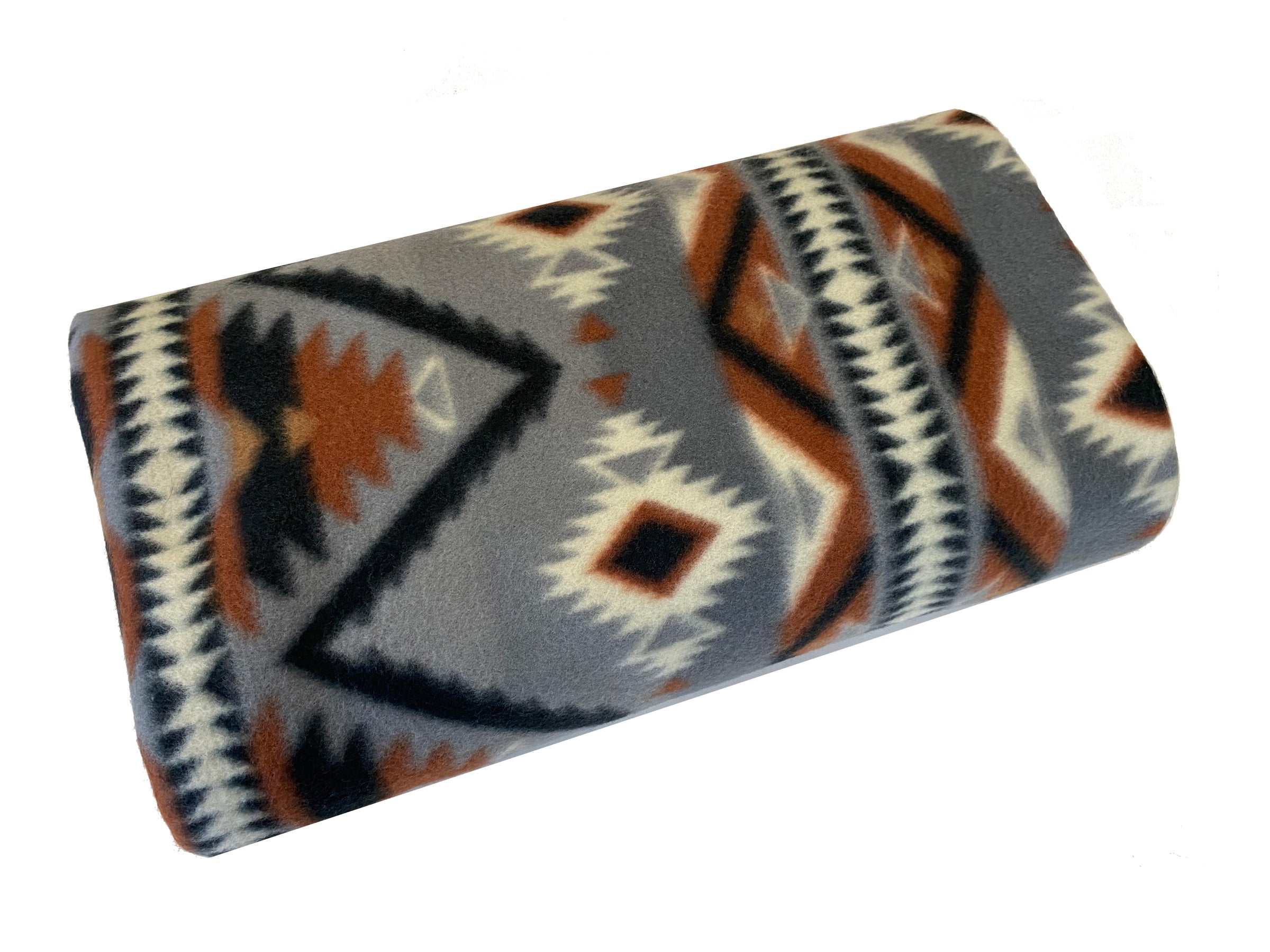Native Pattern Grey & Brown Fleece Western Blanket - Rockmount