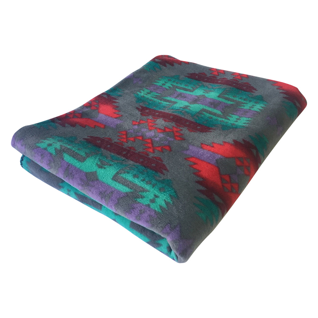 Rockmount Grey Native Print Fleece Blanket