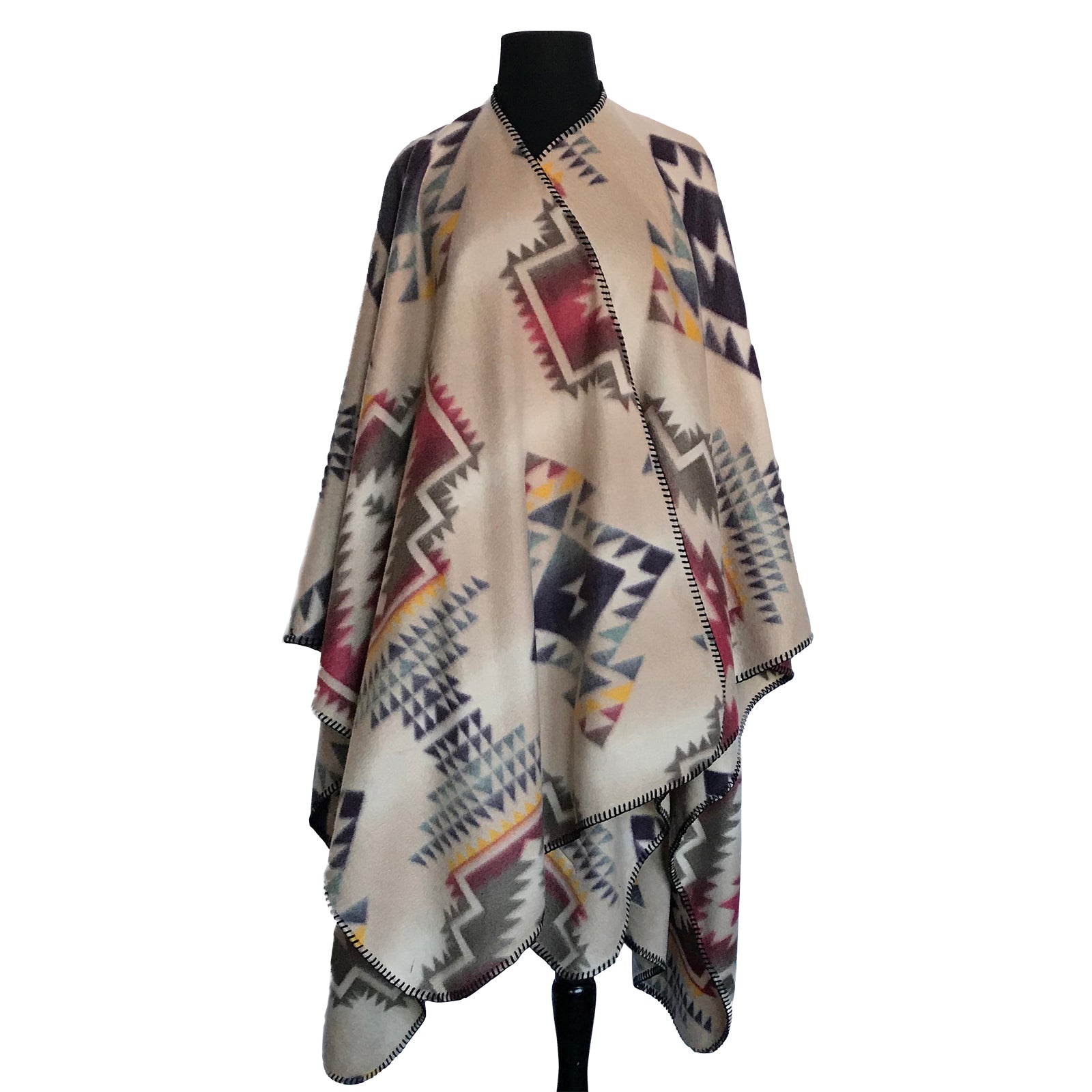 Native Pattern Fleece Western Poncho - Rockmount